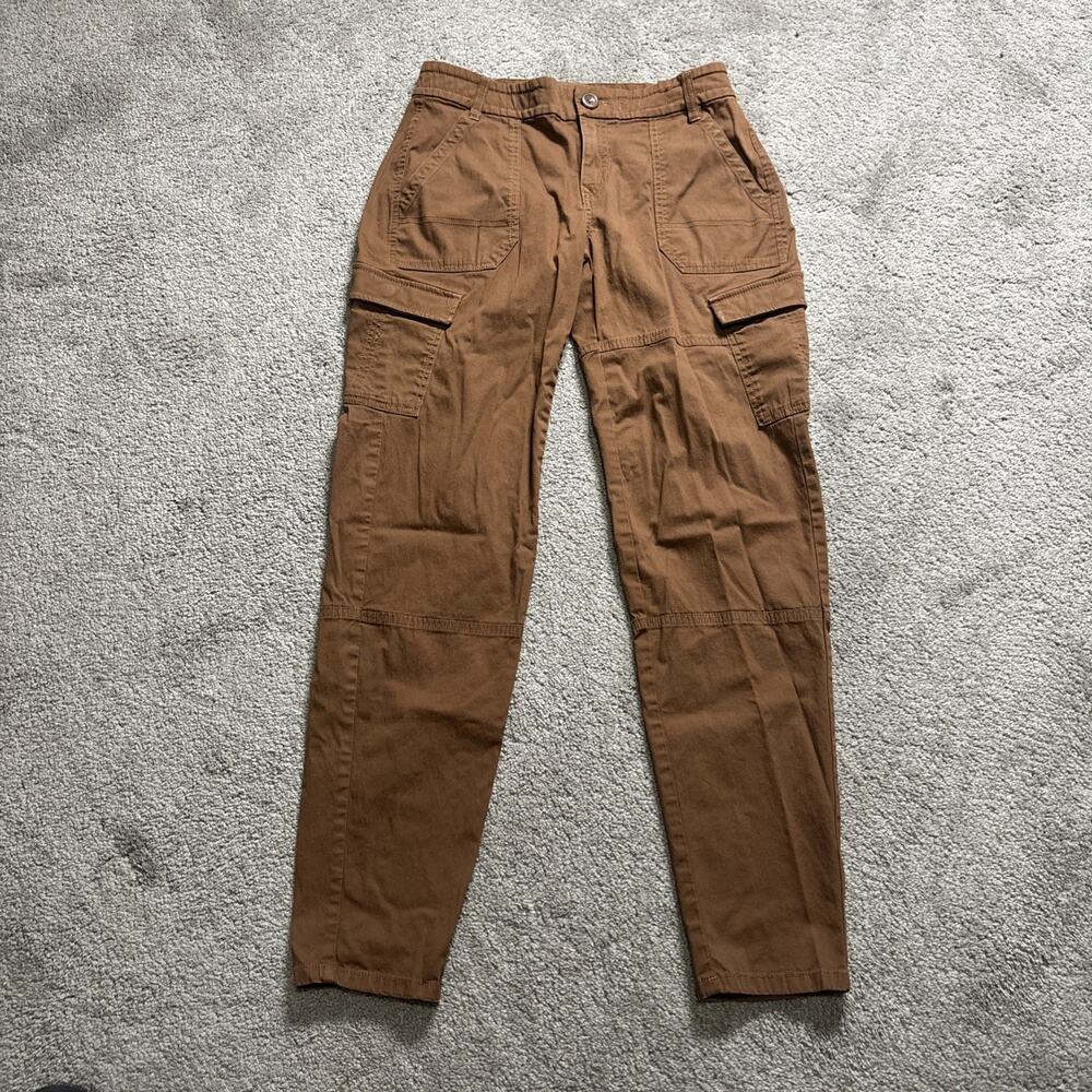 Prana Pants Women Size 4 Double Knee Cargo Hiking Skinny Stretch Brown